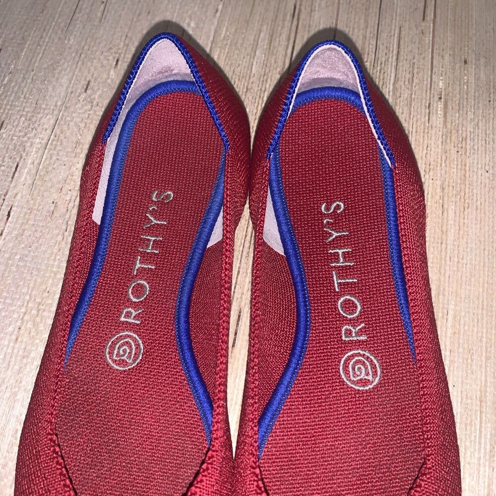ROTHYS Women's 7.5 Pointed Ballet Flats Chili Red Washable Shoes Casual Office - Picture 5 of 13